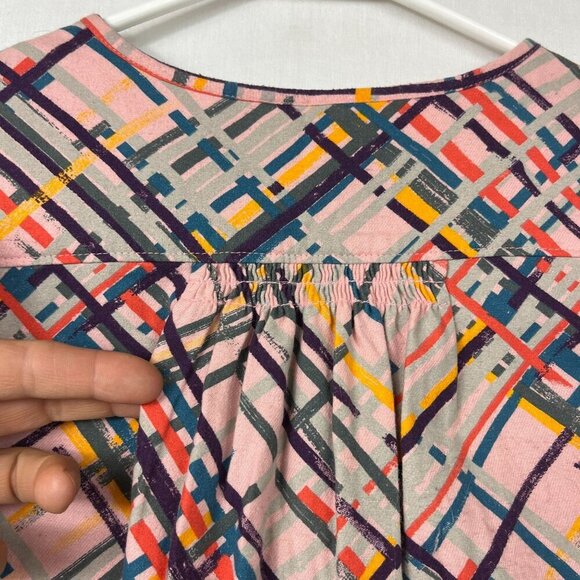 Maeve High Low Abstract Tunic Popover Womens M Oversized Artsy Bold 3/4 Pink - Picture 9 of 14